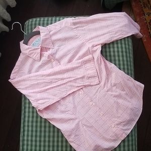 Pink Gingham Quarter Sleeve Button Up